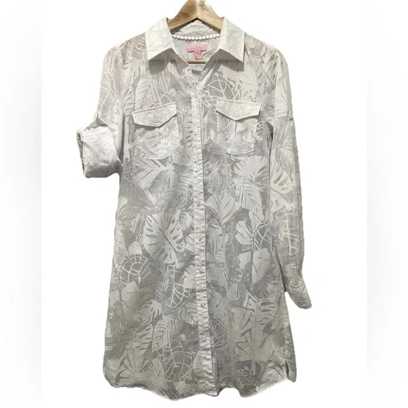 Lilly Pulitzer Women’s Small Sheer White Shirt Dress Button Cover Up *READ* - Picture 6 of 8